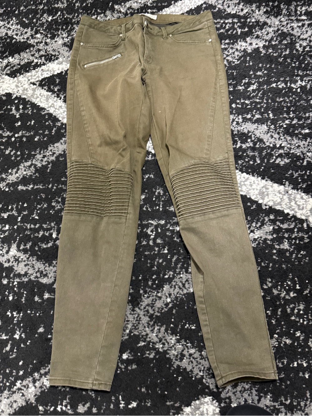 Zara Olive Moto Ribbed Knee Pants